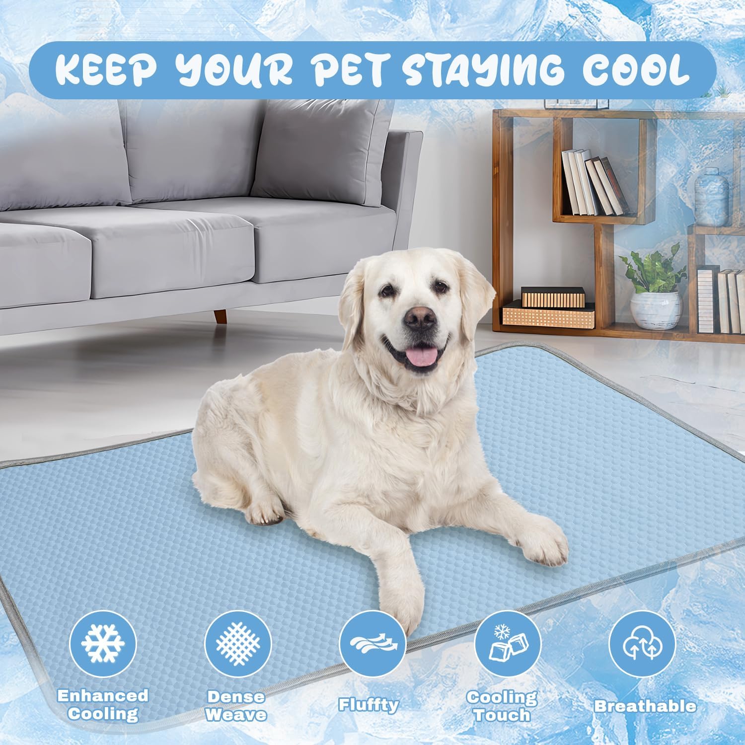 Premium Self-Cooling Pet Mat for Dogs & Cats, Breathable Cooling Pad, Washable Summer Pet Bed, Non-Slip Cooling Mat for Indoor & Outdoor Use
