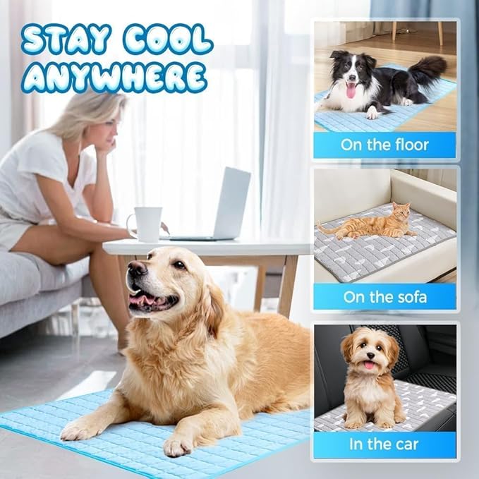 Self-Cooling Pet Mat for Dogs & Cats – Breathable Cooling Pad, Washable Summer Pet Sleeping Mat, Non-Slip Indoor Pet Bed