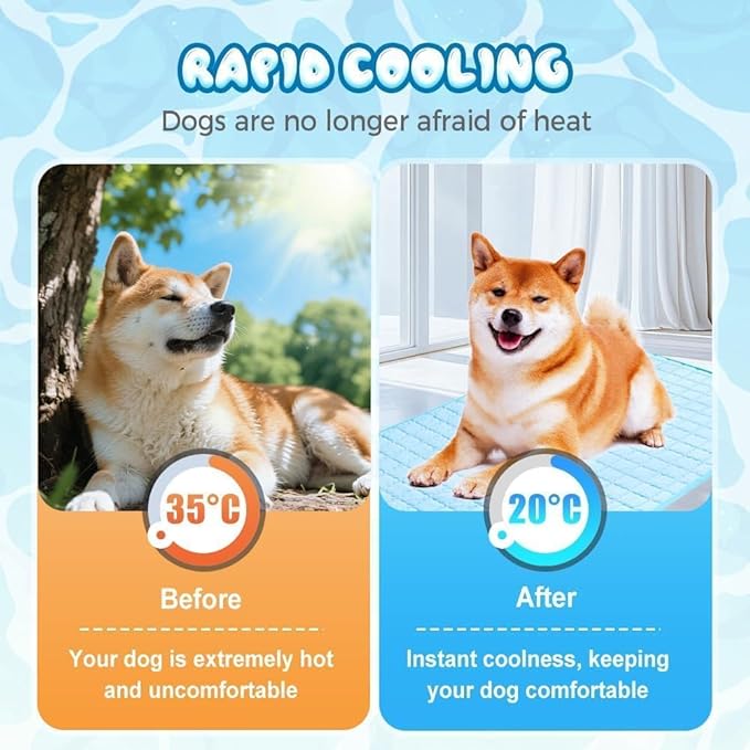 Self-Cooling Pet Mat for Dogs & Cats – Breathable Cooling Pad, Washable Summer Pet Sleeping Mat, Non-Slip Indoor Pet Bed