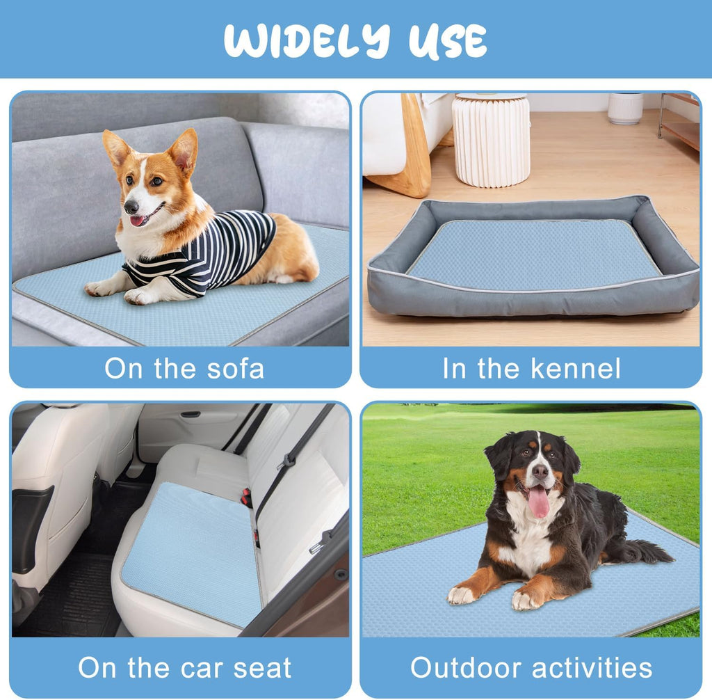 Premium Self-Cooling Pet Mat for Dogs & Cats, Breathable Cooling Pad, Washable Summer Pet Bed, Non-Slip Cooling Mat for Indoor & Outdoor Use