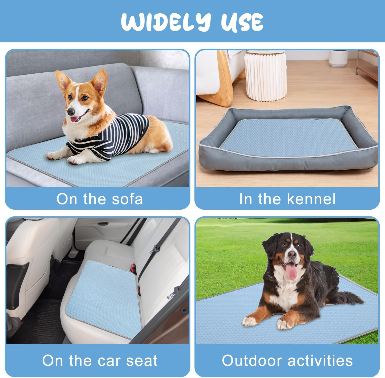 Premium Self-Cooling Pet Mat for Dogs & Cats, Breathable Cooling Pad, Washable Summer Pet Bed, Non-Slip Cooling Mat for Indoor & Outdoor Use