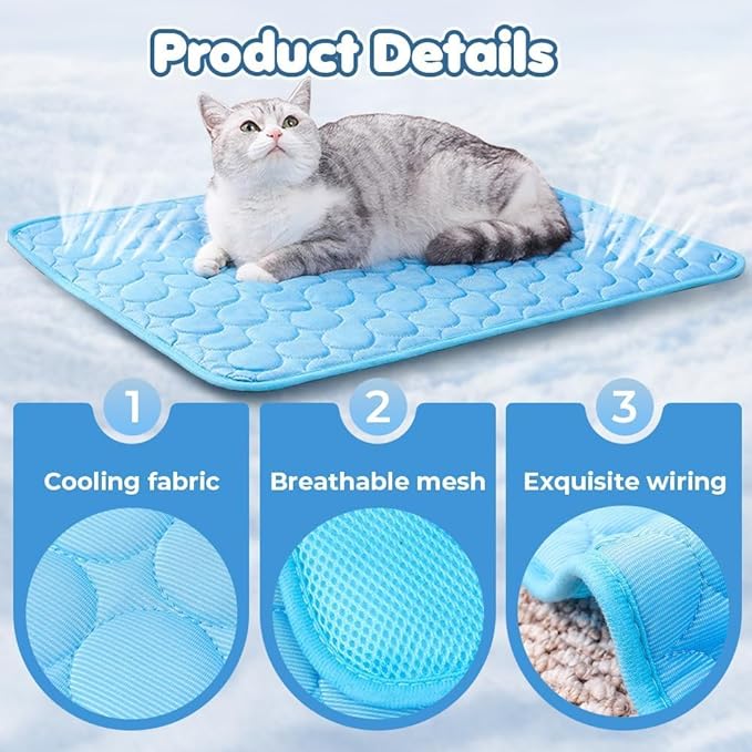 Self-Cooling Pet Mat for Dogs & Cats – Breathable Cooling Pad, Washable Summer Pet Sleeping Mat, Non-Slip Indoor Pet Bed