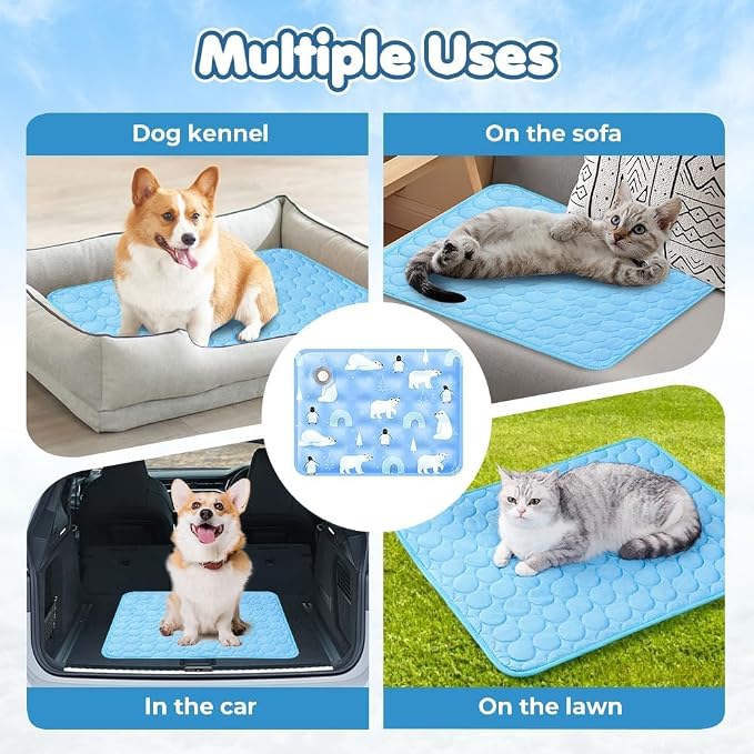 Self-Cooling Pet Mat for Dogs & Cats – Breathable Cooling Pad, Washable Summer Pet Sleeping Mat, Non-Slip Indoor Pet Bed