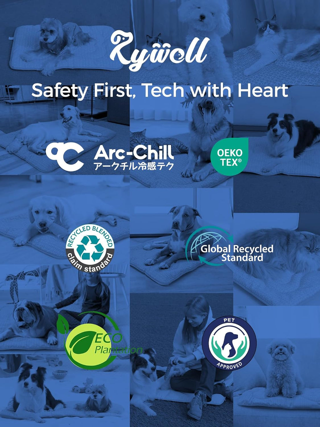 Self-Cooling Dog Mat for Large Dogs, Breathable Pet Cooling Pad, Washable Summer Cooling Bed for Dogs & Cats, Non-Slip Pet Rest Mat
